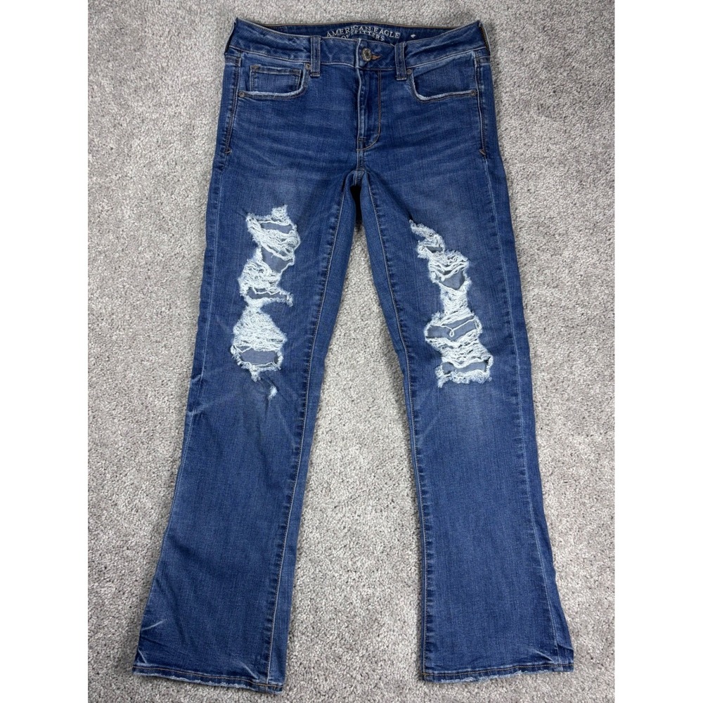 American Eagle Outfitters Women's Jeans 6 Short Distressed Bootcut Super Stretch